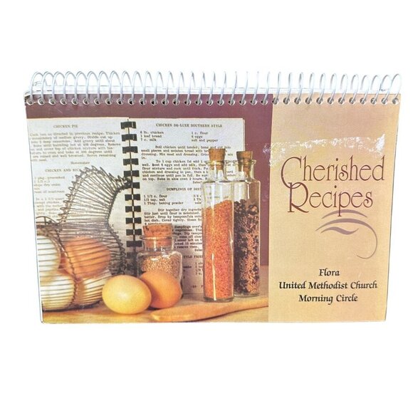 Fundcraft Publishing Other - Vintage Cherished Recipes Cookbook Flora United Methodist Church Spiral Wire MS
